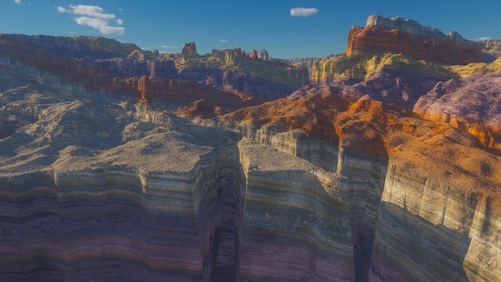 Layered canyon walls above the sea