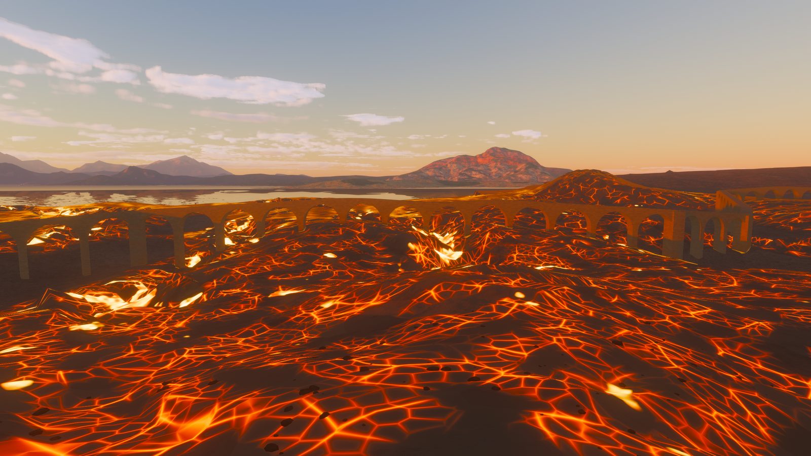 Lava field at dusk