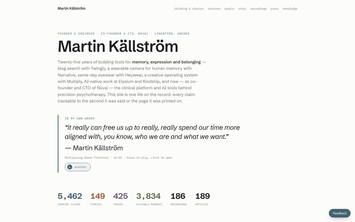 Screenshot of martinkallstrom.com