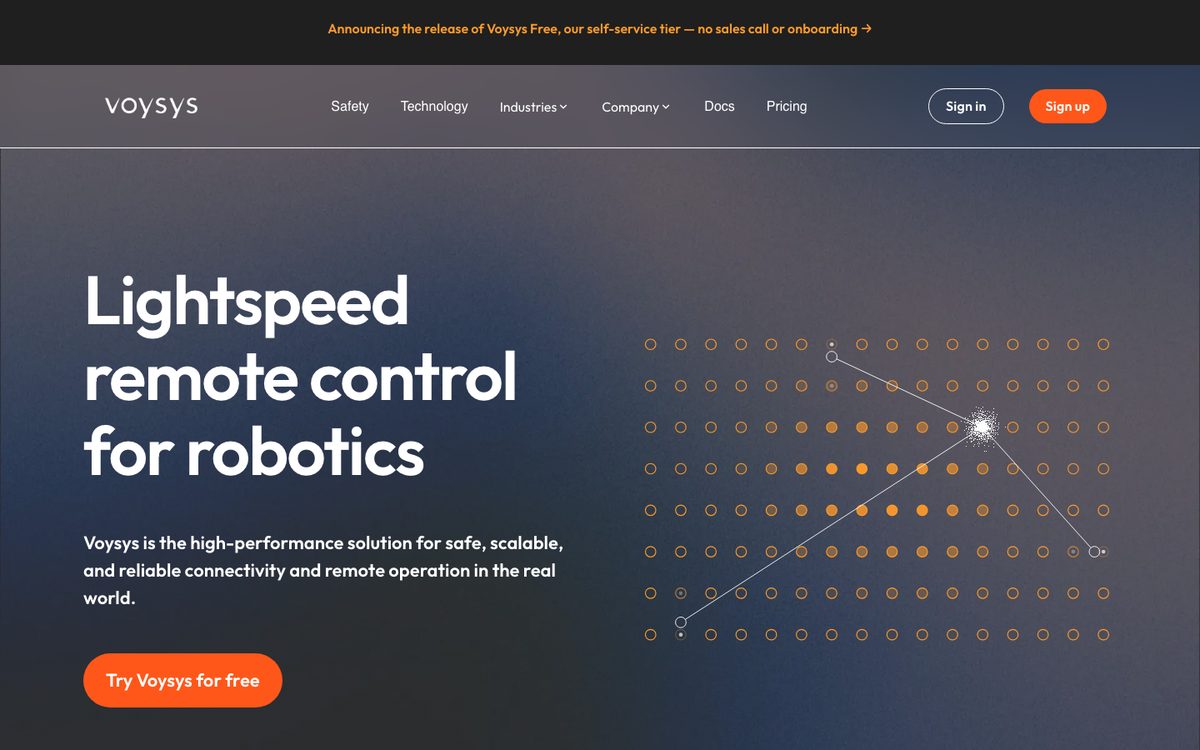 Screenshot of Voysys website and self-serve portal