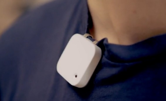 The Narrative Clip worn on a collar