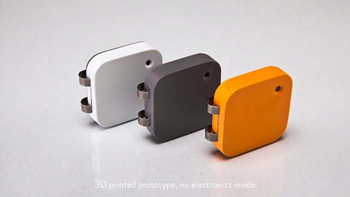 The Memoto camera comes in three different colors: Arctic White, Graphite Grey and Memoto Orange