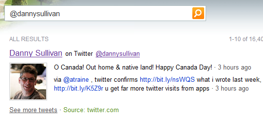 Bing Twitter Result